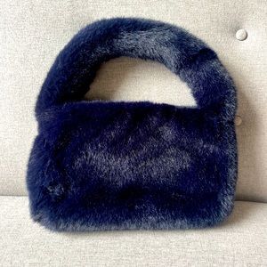 Amomento Eco Fur Square Tote in Navy